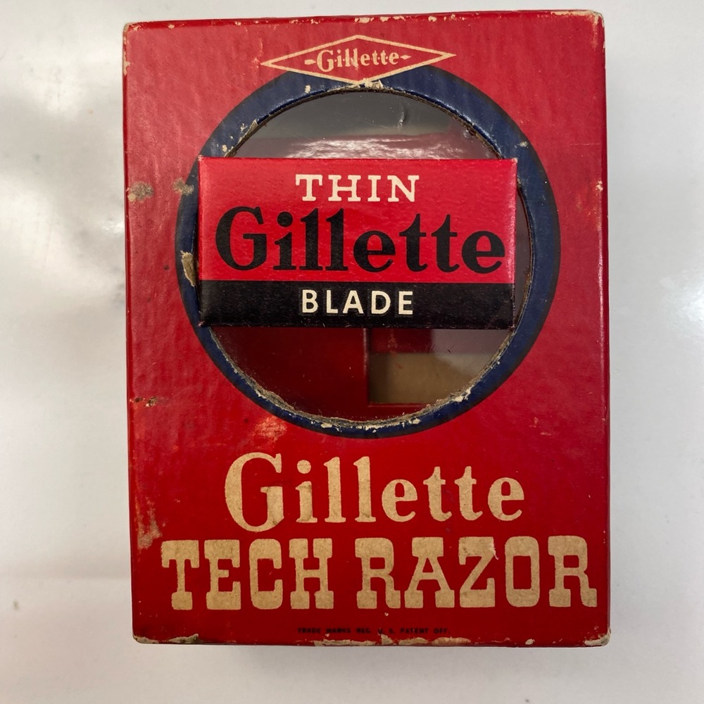 Vintage 3 piece Gold Gillette Fat Handle Tech and original Box - Picture 11 of 13